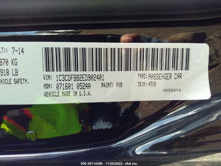 2014 DODGE DART SXT - 1C3CDFBB2ED902401