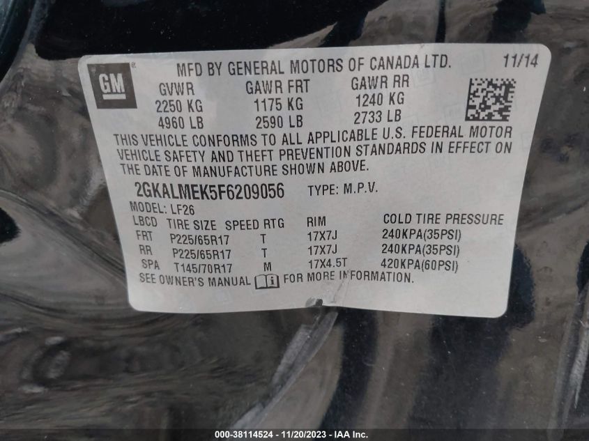 2015 GMC TERRAIN SLE-1 - 2GKALMEK5F6209056