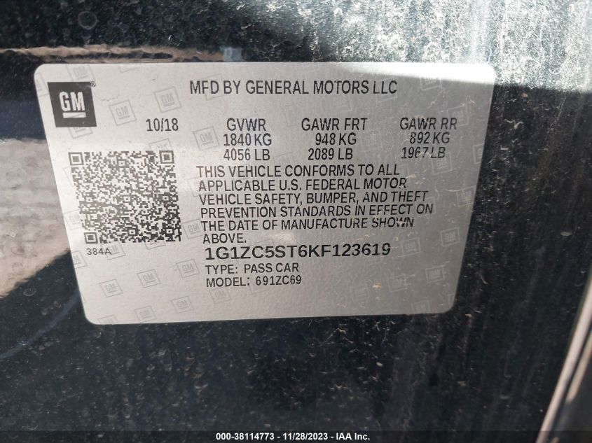 2019 CHEVROLET MALIBU LS - 1G1ZC5ST6KF123619