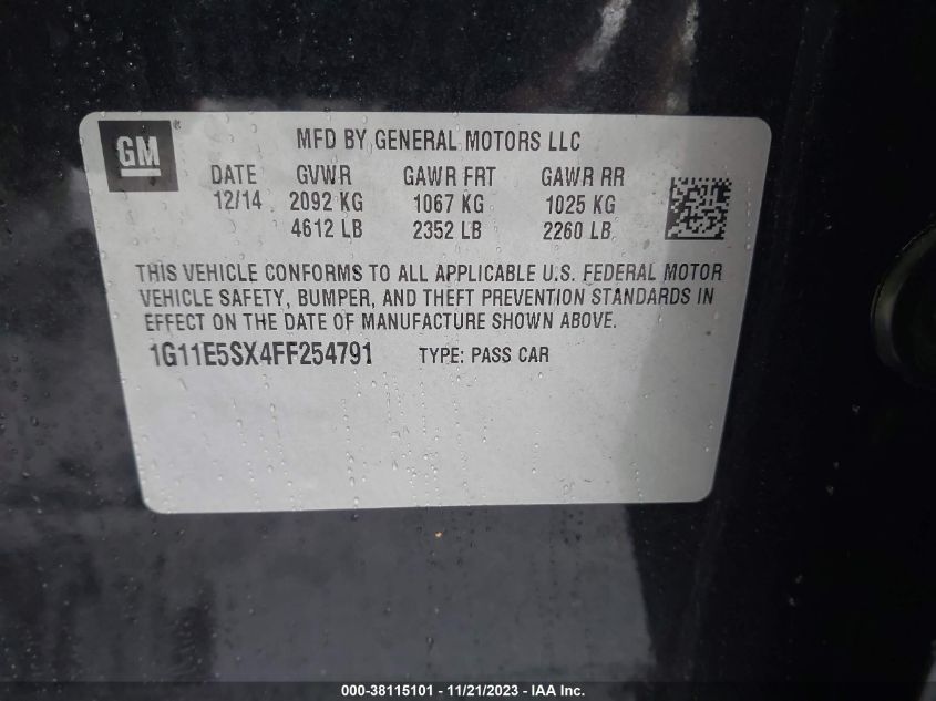2015 CHEVROLET MALIBU LT - 1G11E5SX4FF254791