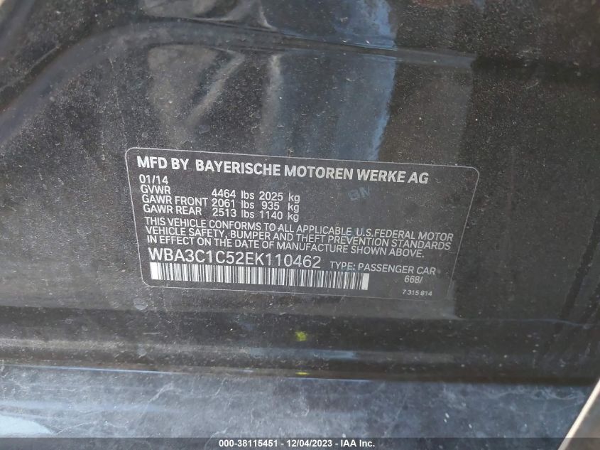 2014 BMW 328I - WBA3C1C52EK110462