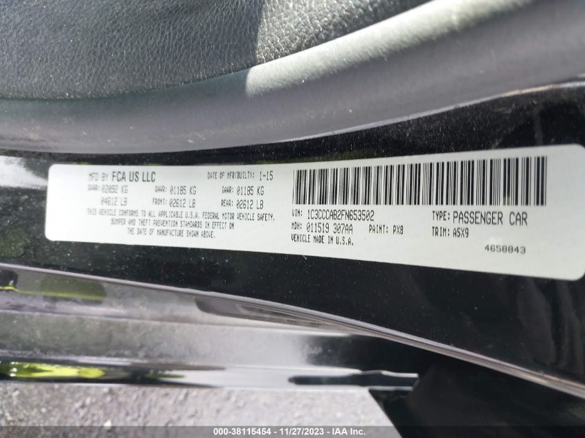 2015 CHRYSLER 200 LIMITED - 1C3CCCAB2FN653502