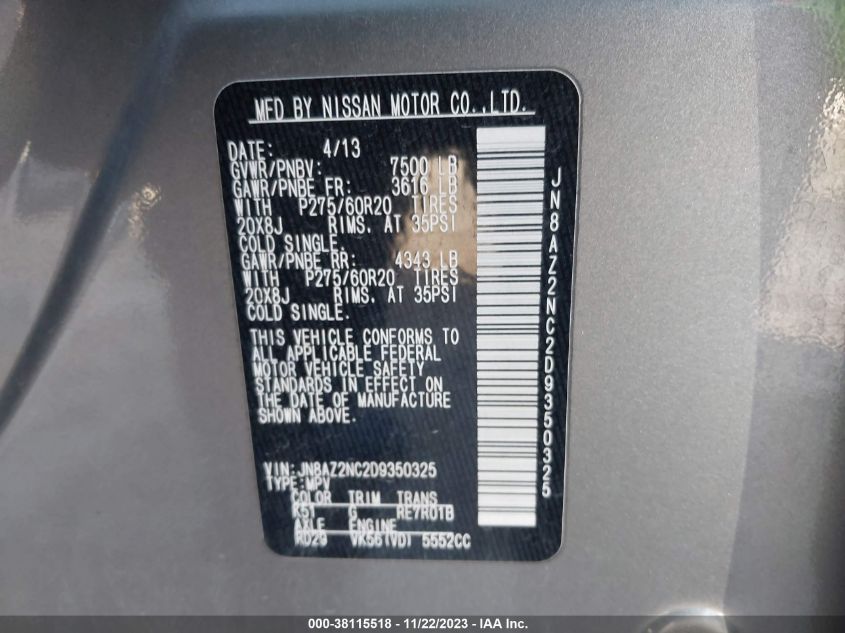 2013 INFINITI QX56 - JN8AZ2NC2D9350325