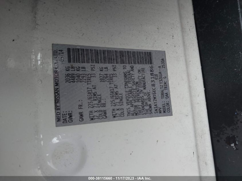 2014 NISSAN ROGUE SV - 5N1AT2MT6EC831886