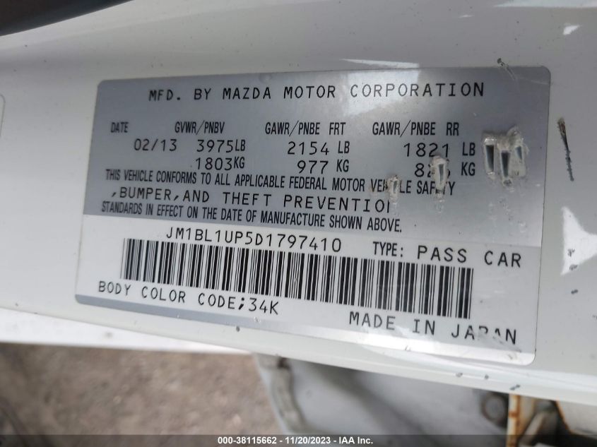 JM1BL1UP5D1797410 | 2013 MAZDA MAZDA3