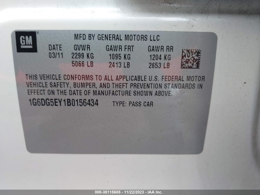 1G6DG5EY1B0156434 | 2011 CADILLAC CTS