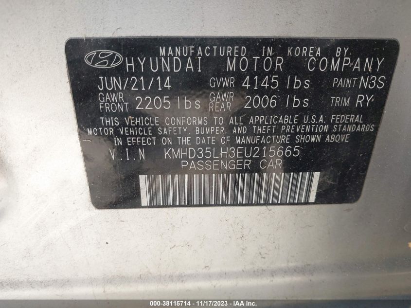 2014 HYUNDAI ELANTRA GT - KMHD35LH3EU215665
