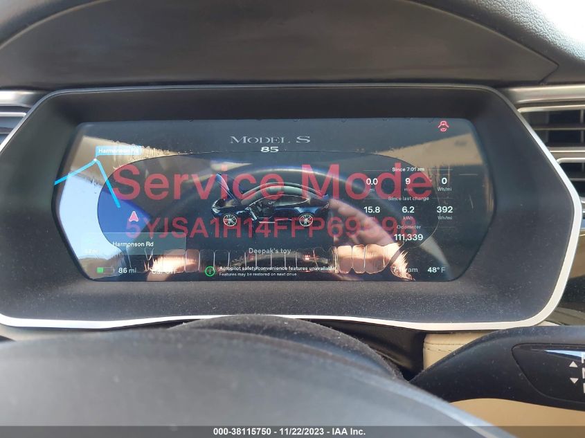 2015 TESLA MODEL S 60/70/85 - 5YJSA1H14FFP69698