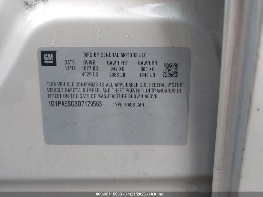 2013 CHEVROLET CRUZE LS AUTO - 1G1PA5SG3D7179563