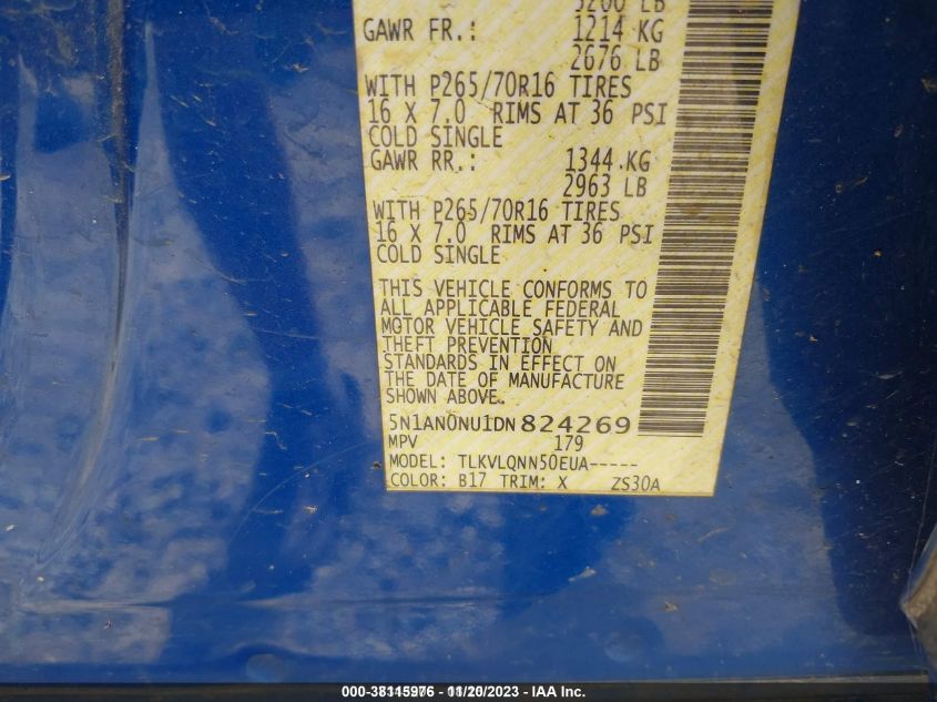 2013 NISSAN XTERRA X - 5N1AN0NU1DN824269