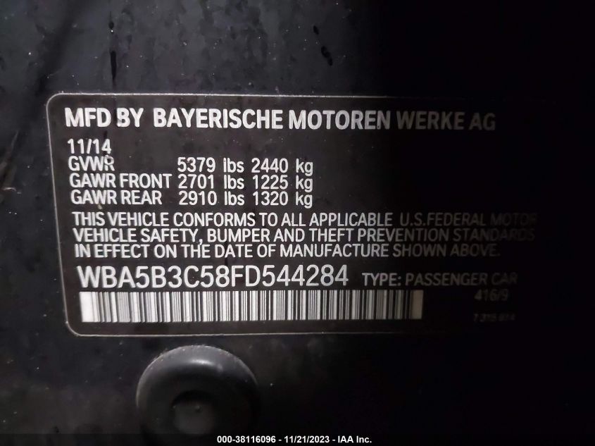 2015 BMW 535I XDRIVE - WBA5B3C58FD544284