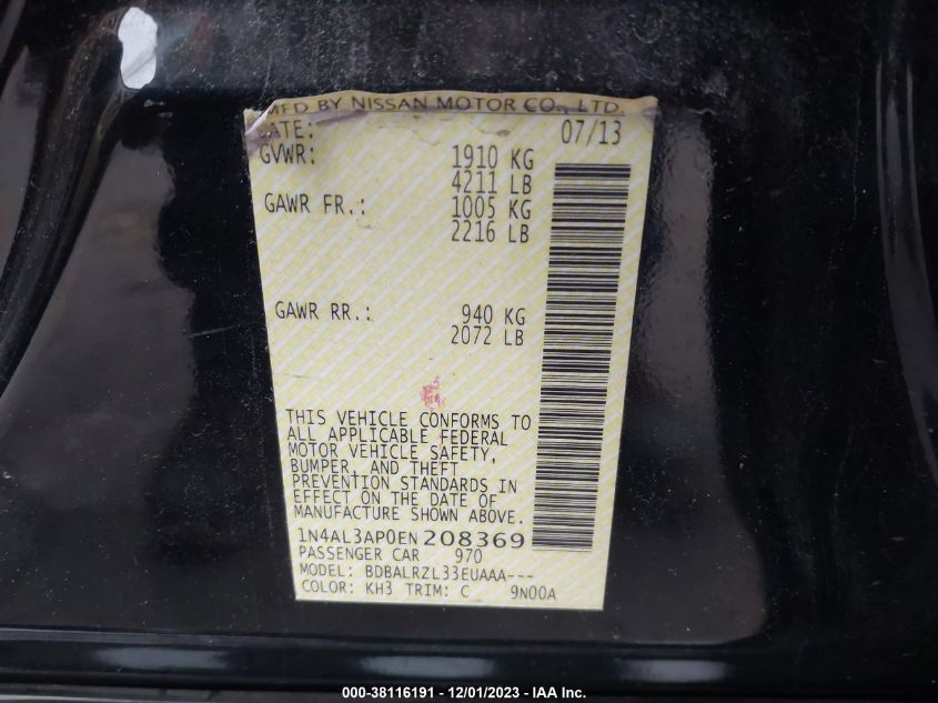2014 NISSAN ALTIMA 2.5 S - 1N4AL3AP0EN208369