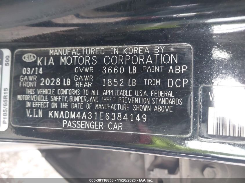 2014 KIA RIO LX - KNADM4A31E6384149