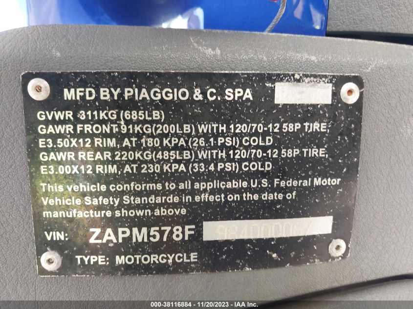 2008 PIAGGIO FLY 150 - ZAPM578F984000067