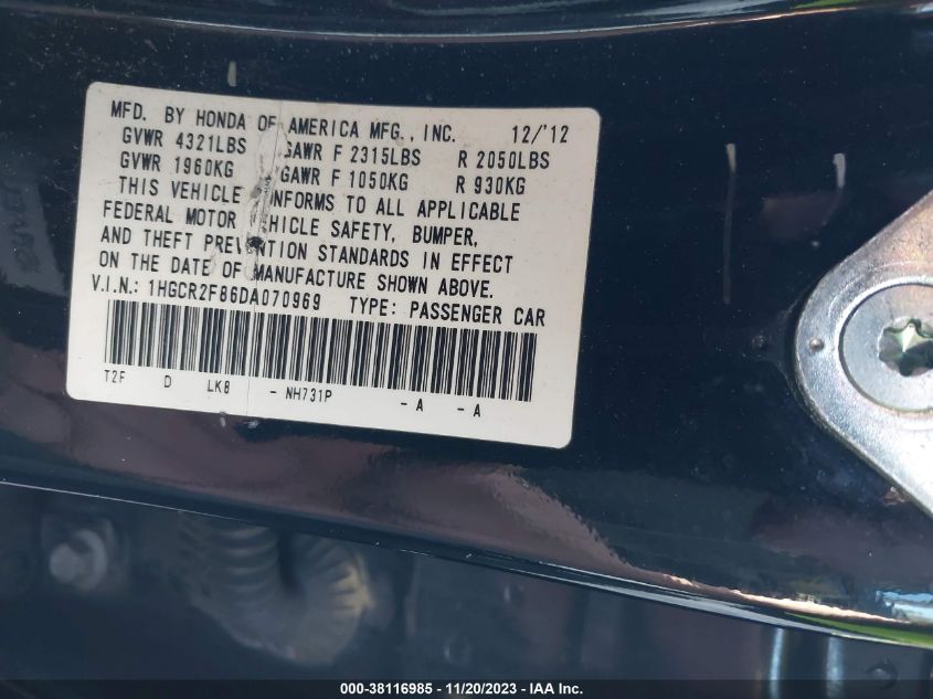 2013 HONDA ACCORD EX-L - 1HGCR2F86DA070969