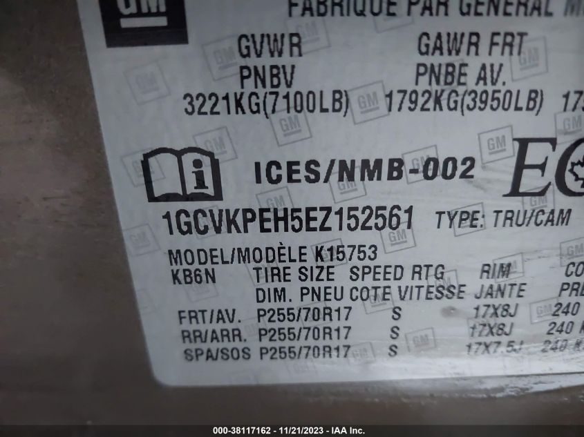2014 CHEVROLET SILVERADO 1500 WORK TRUCK 1WT - 1GCVKPEH5EZ152561