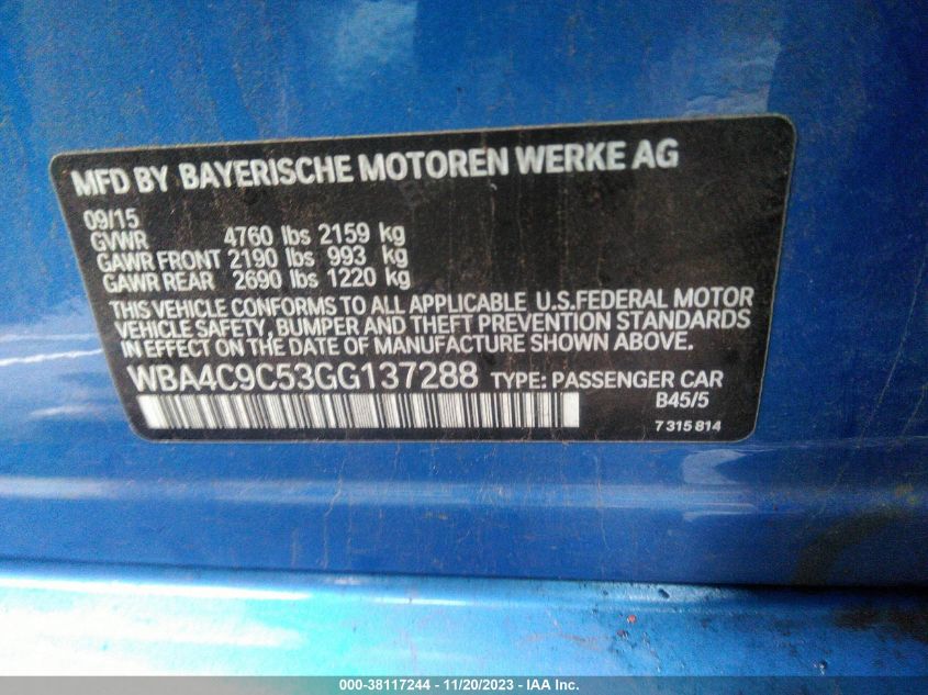 2016 BMW 428I GRAN COUPE XDRIVE WBA4C9C53GG137288