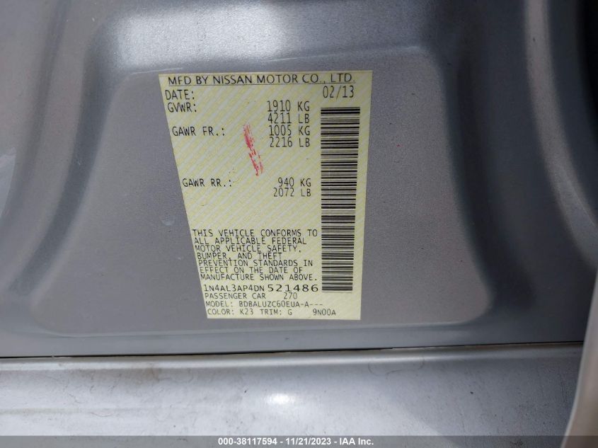 2013 NISSAN ALTIMA 2.5 SV - 1N4AL3AP4DN521486