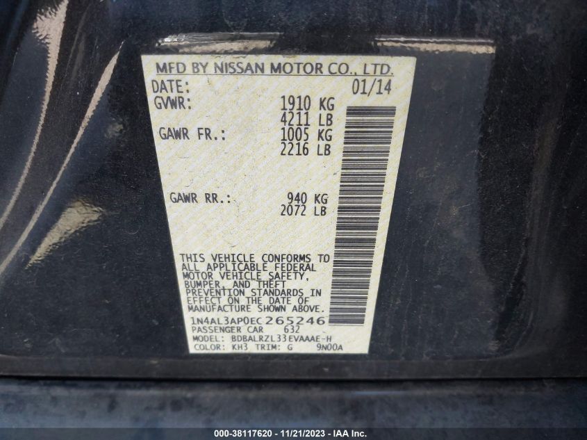 2014 NISSAN ALTIMA 2.5 S - 1N4AL3AP0EC265246