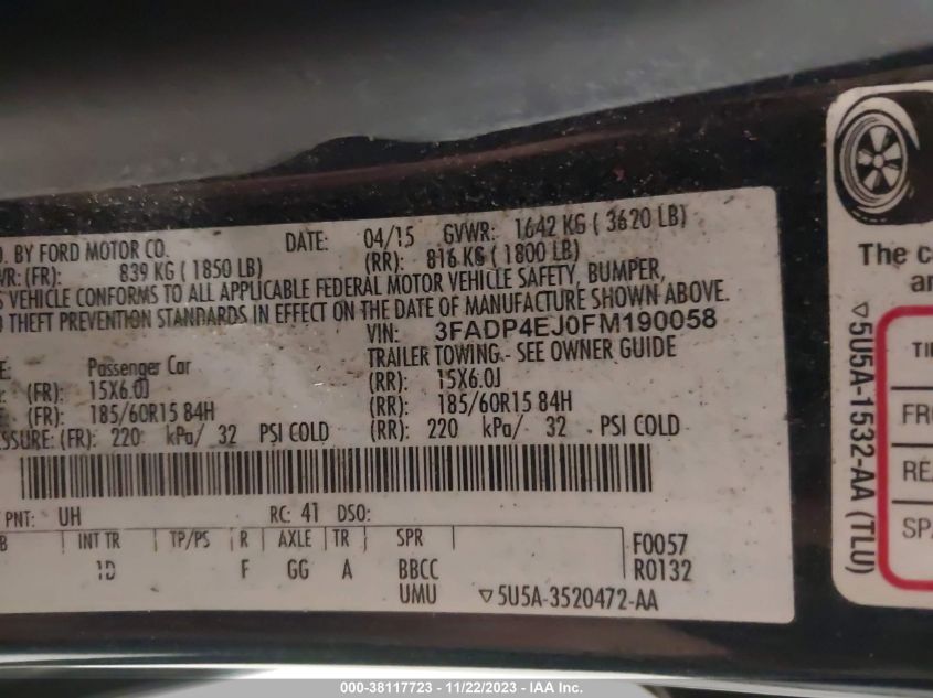 2015 FORD FIESTA SE - 3FADP4EJ0FM190058
