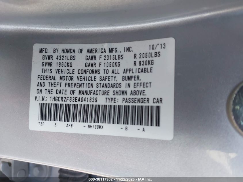 2014 HONDA ACCORD EX-L - 1HGCR2F83EA041639