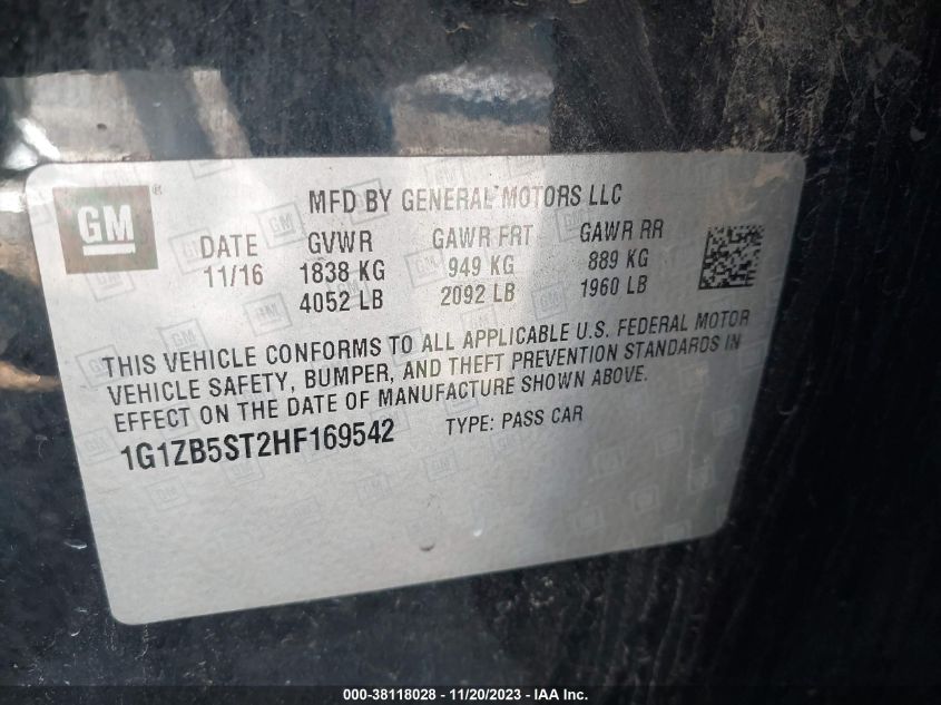 2017 CHEVROLET MALIBU LS - 1G1ZB5ST2HF169542