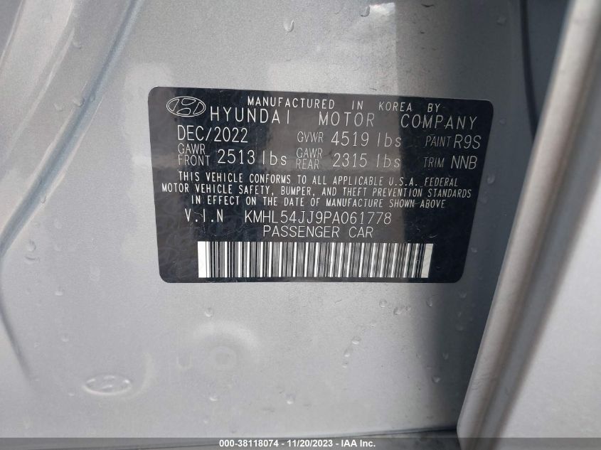 2023 HYUNDAI SONATA HYBRID LIMITED - KMHL54JJ9PA061778