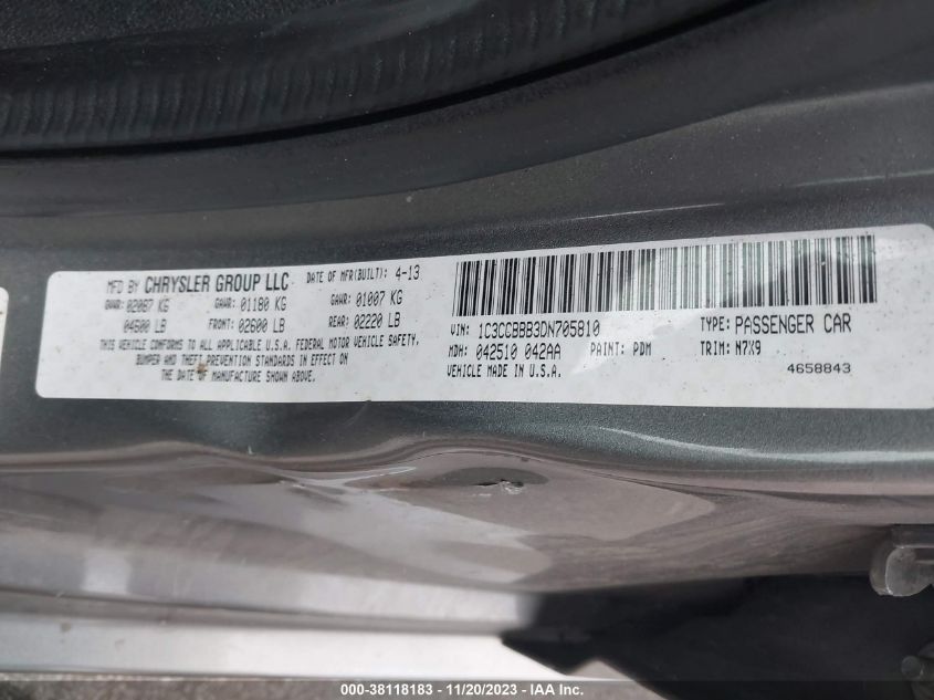 2013 CHRYSLER 200 TOURING - 1C3CCBBB3DN705810