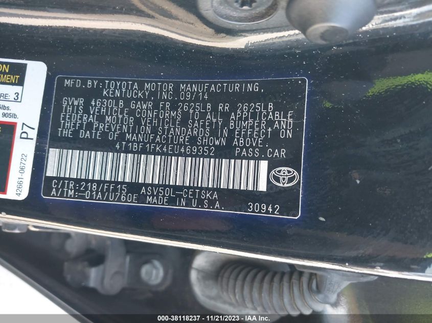 2014 TOYOTA CAMRY SE - 4T1BF1FK4EU469352
