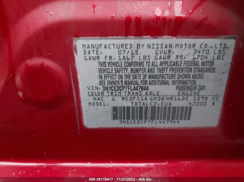 2015 NISSAN VERSA NOTE S PLUS - 3N1CE2CP7FL447944