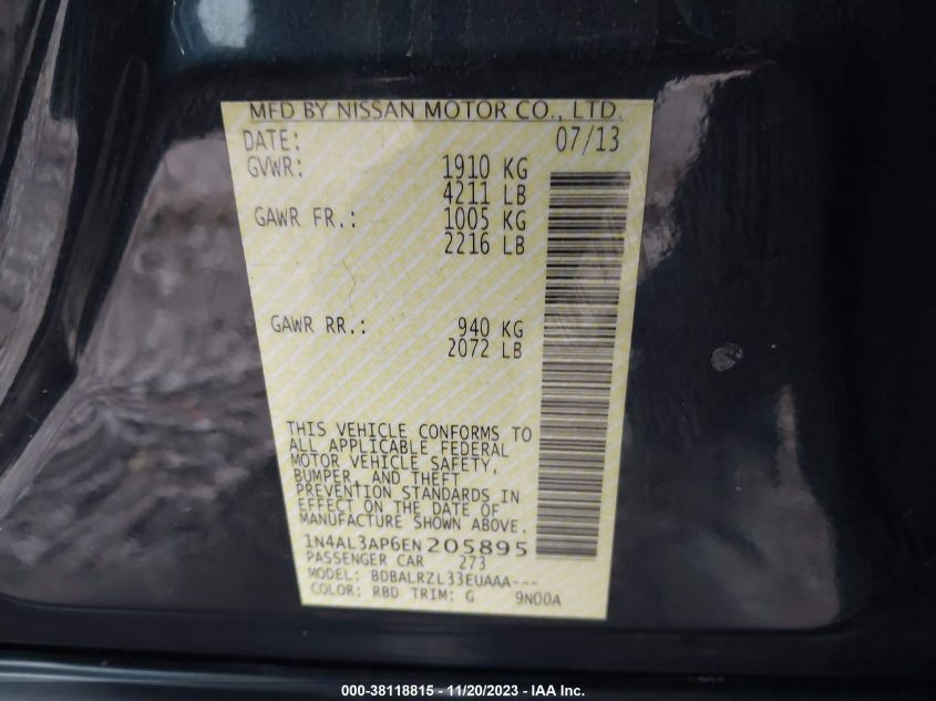 2014 NISSAN ALTIMA 2.5 S - 1N4AL3AP6EN205895