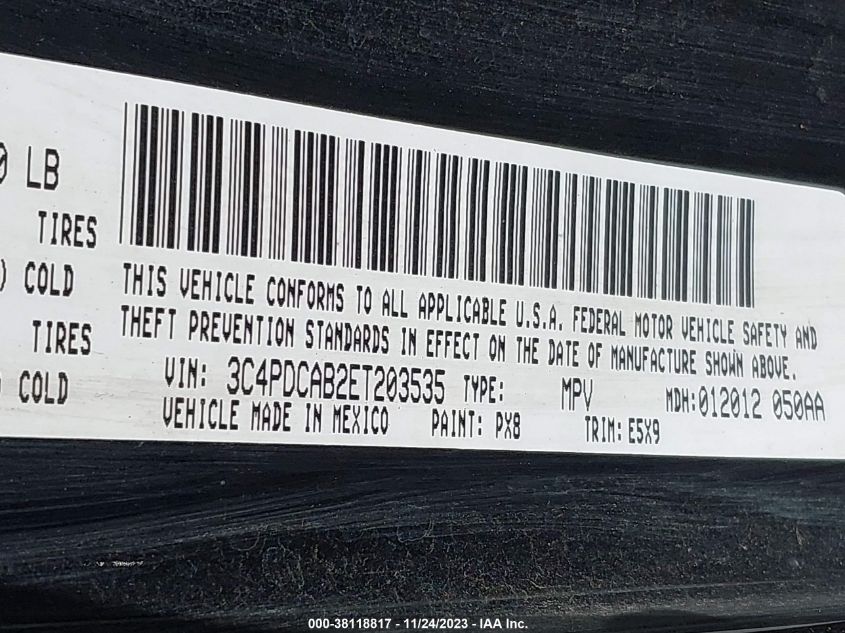 2014 DODGE JOURNEY SE - 3C4PDCAB2ET203535