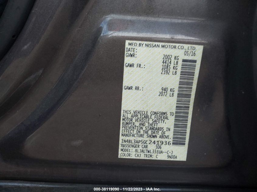 2016 NISSAN ALTIMA 3.5 SL - 1N4BL3AP5GC241936