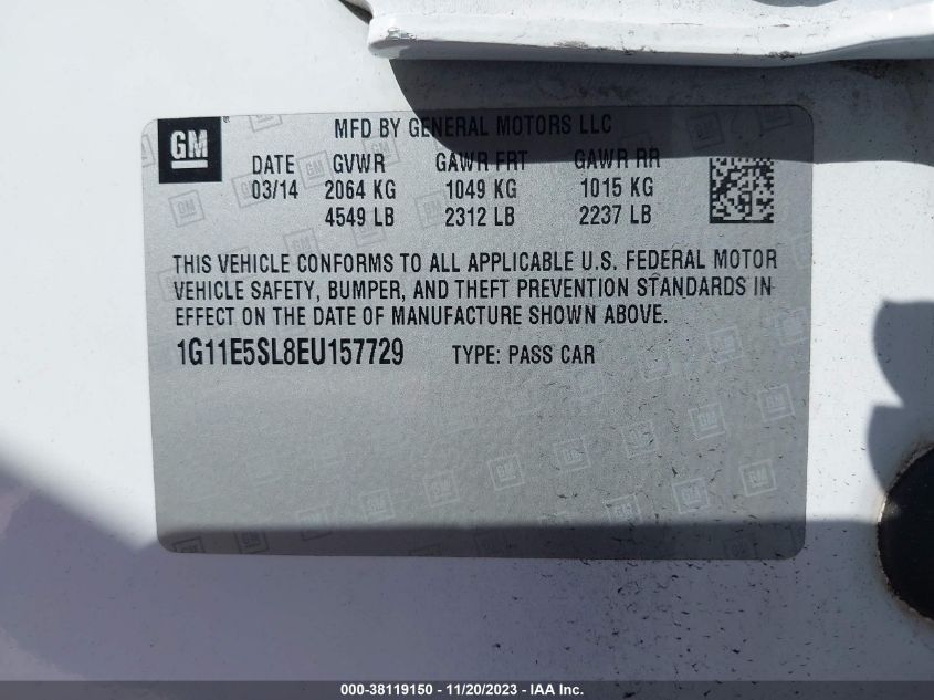 2014 CHEVROLET MALIBU 2LT - 1G11E5SL8EU157729
