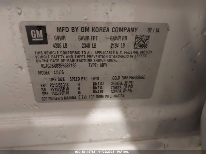 2014 BUICK ENCORE CONVENIENCE - KL4CJBSB3EB682186