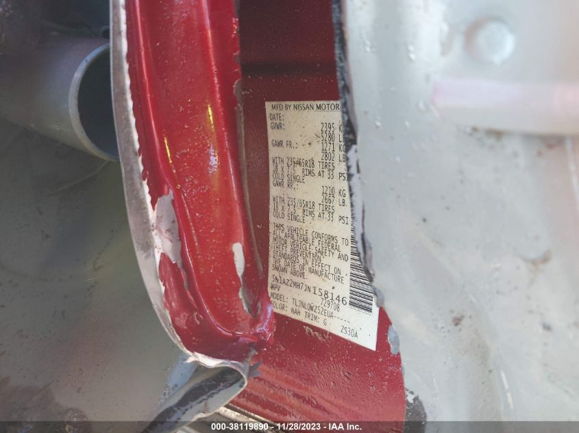 2018 NISSAN MURANO S/SL/SV/PLATINUM - 5N1AZ2MH7JN158146