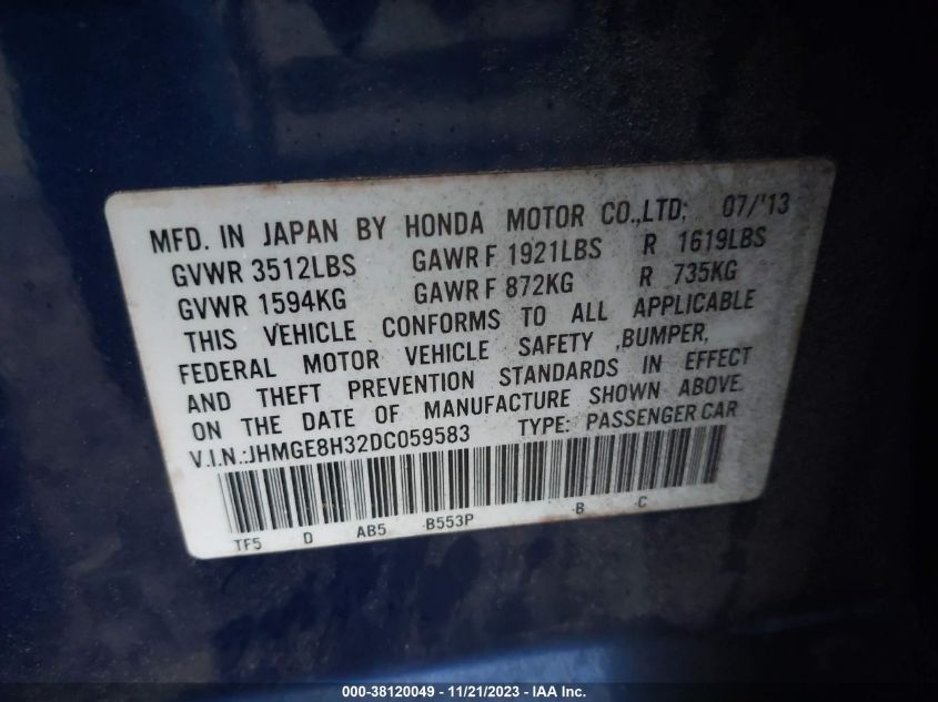 2013 HONDA FIT - JHMGE8H32DC059583