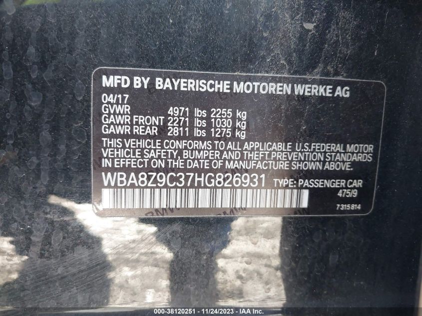 2017 BMW 330I GRAN TURISMO XDRIVE WBA8Z9C37HG826931
