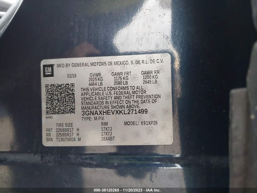 2019 CHEVROLET EQUINOX LS - 3GNAXHEVXKL271499