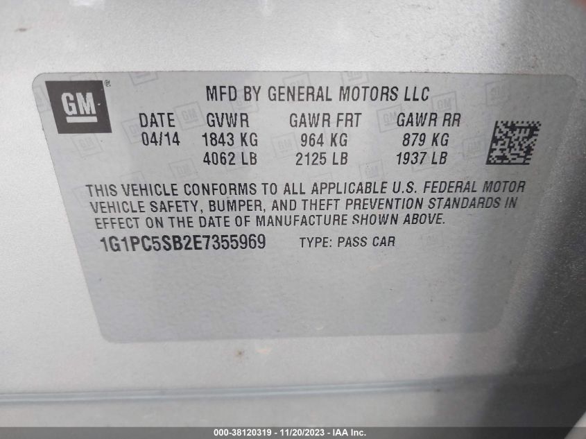 2014 CHEVROLET CRUZE 1LT AUTO - 1G1PC5SB2E7355969