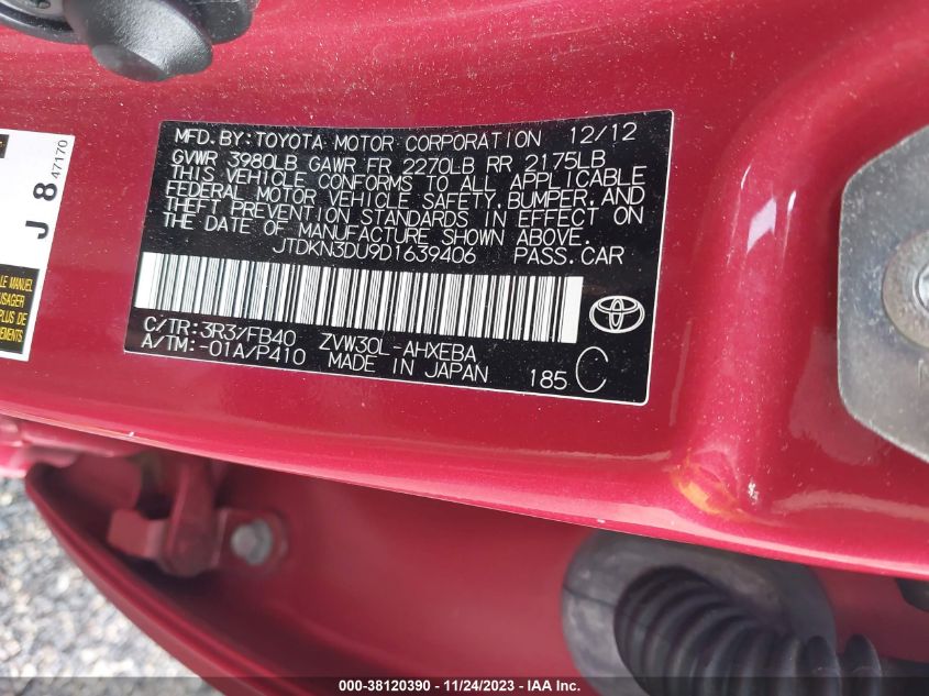 2013 TOYOTA PRIUS TWO - JTDKN3DU9D1639406