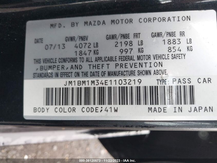 2014 MAZDA MAZDA3 S GRAND TOURING - JM1BM1M34E1103219