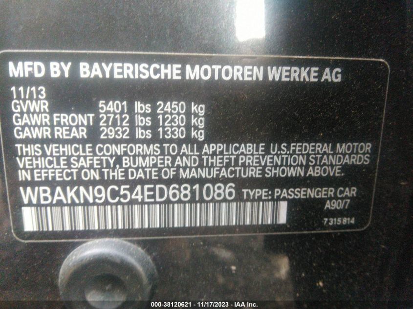 2014 BMW 550I - WBAKN9C54ED681086