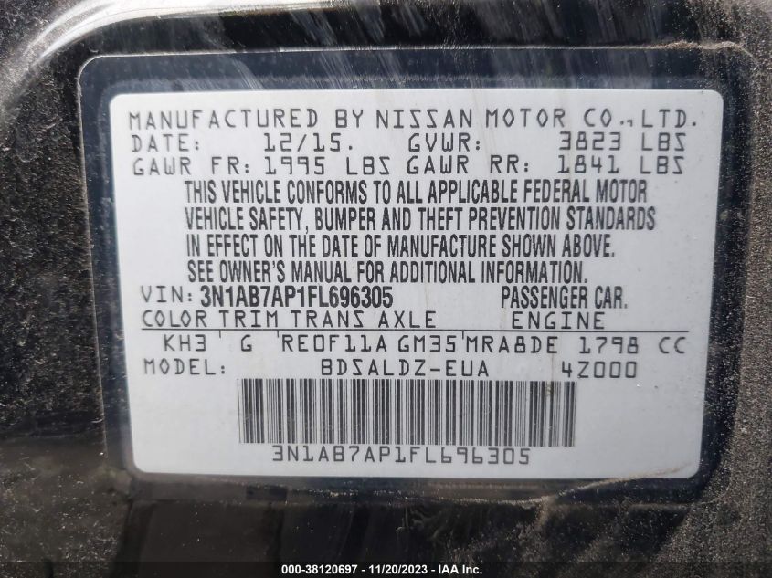 2015 NISSAN SENTRA SV - 3N1AB7AP1FL696305