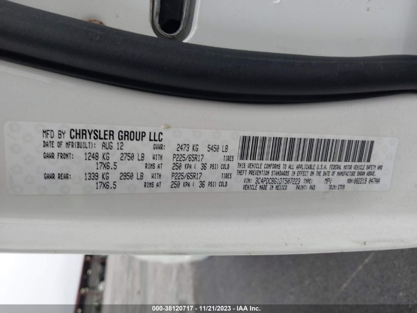 2013 DODGE JOURNEY SXT - 3C4PDCBG1DT507223