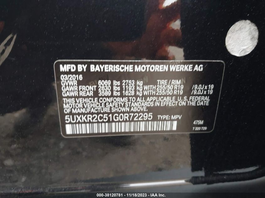 5UXKR2C51G0R72295 2016 BMW X5, photo no. 9