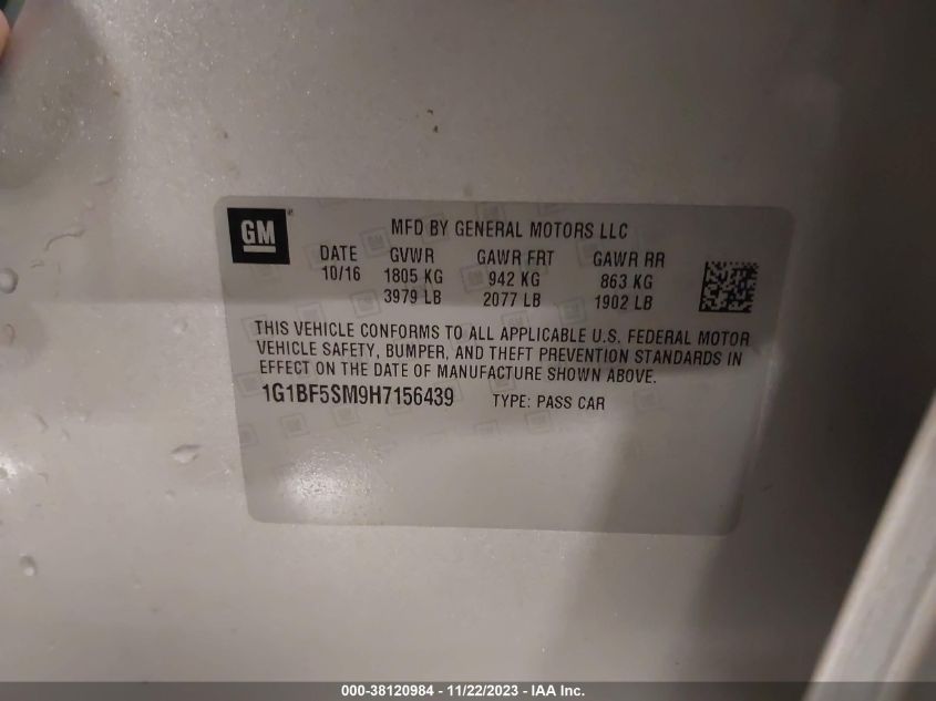 2017 CHEVROLET CRUZE PREMIER AUTO - 1G1BF5SM9H7156439