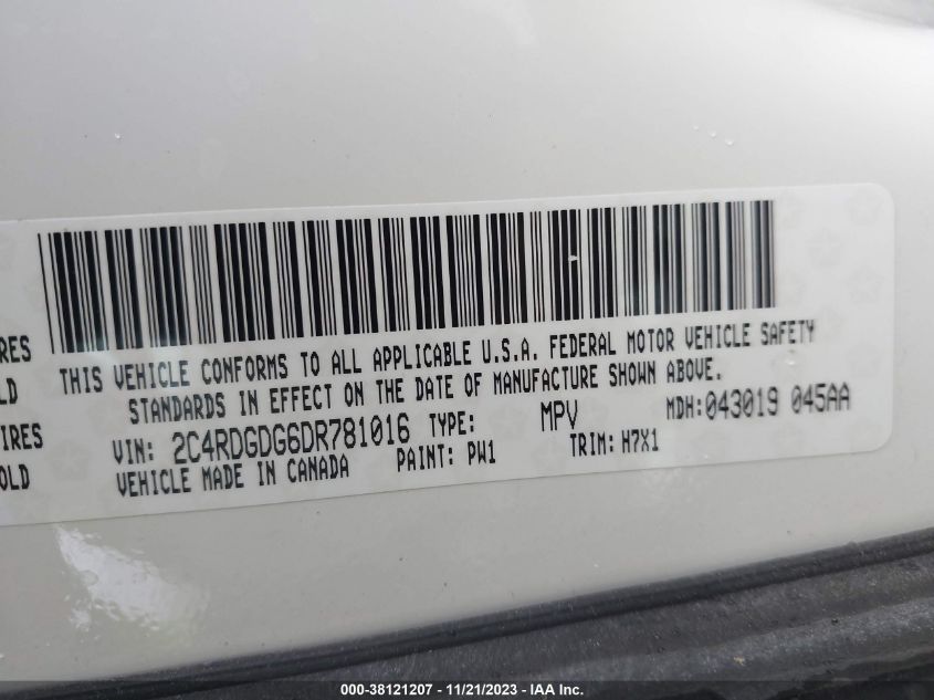 2013 DODGE GRAND CARAVAN CREW - 2C4RDGDG6DR781016