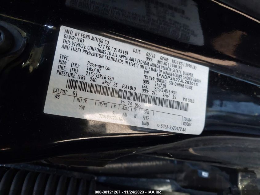 2018 FORD FOCUS SE - 1FADP3K27JL283015