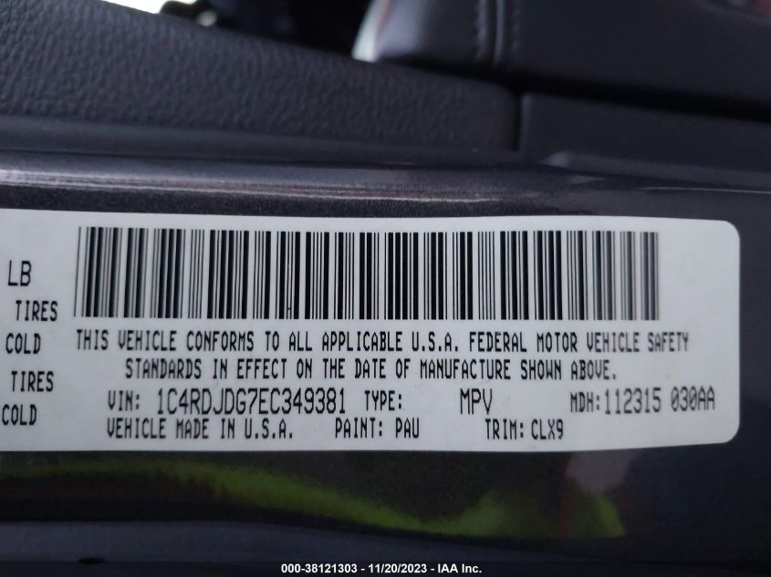 2014 DODGE DURANGO LIMITED - 1C4RDJDG7EC349381